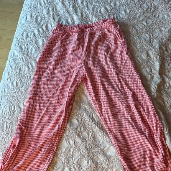 cut loose Pink Gingham Elastic Cuff Casual Pants - Picture 4 of 4
